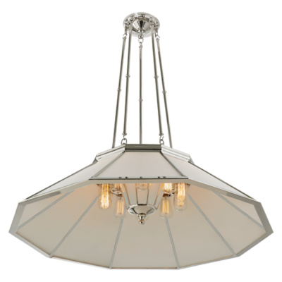 Rivington Large Round Billiard Pendant in Polished Nickel with White Glass